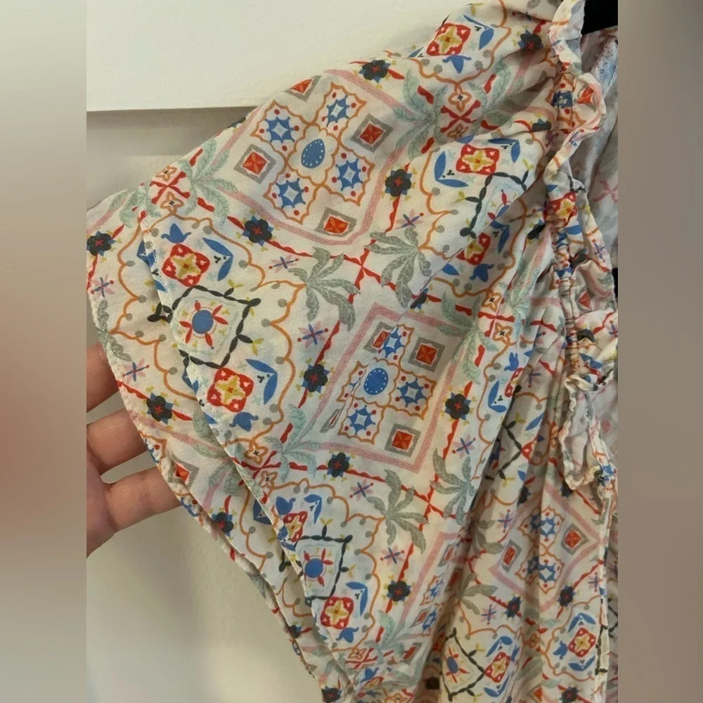 Finley Moroccan boho geometric flutter sleeve top